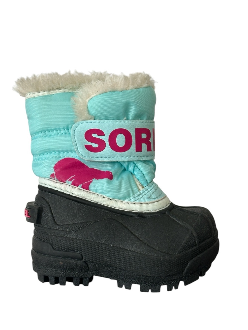 Sorel Baby Girl's Snow Commander Winter Boot Turquoise Black Pink Infant Size 4